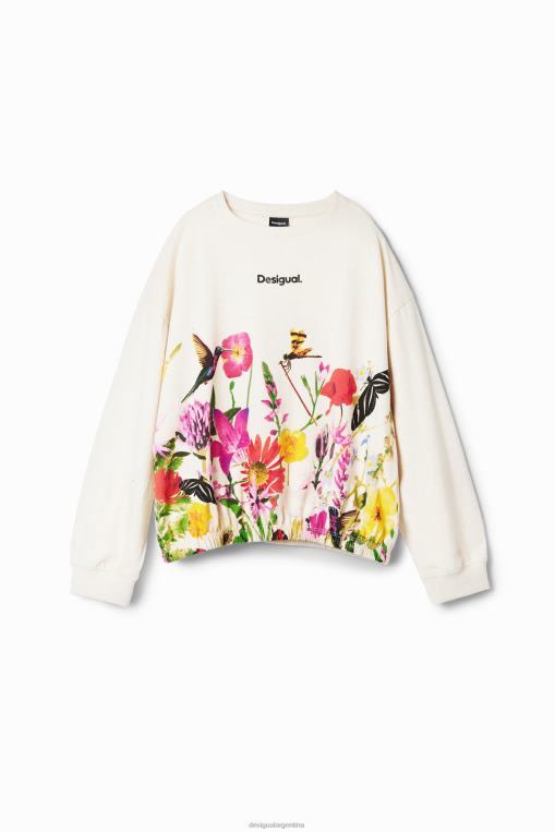 chica ropa 8H0V1723 camiseta con mangas abullonadas y estampado floral Desigual