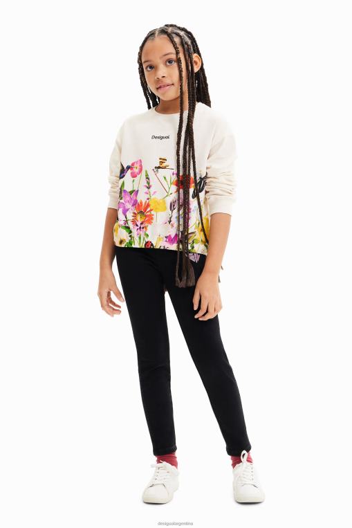 chica ropa 8H0V1723 camiseta con mangas abullonadas y estampado floral Desigual