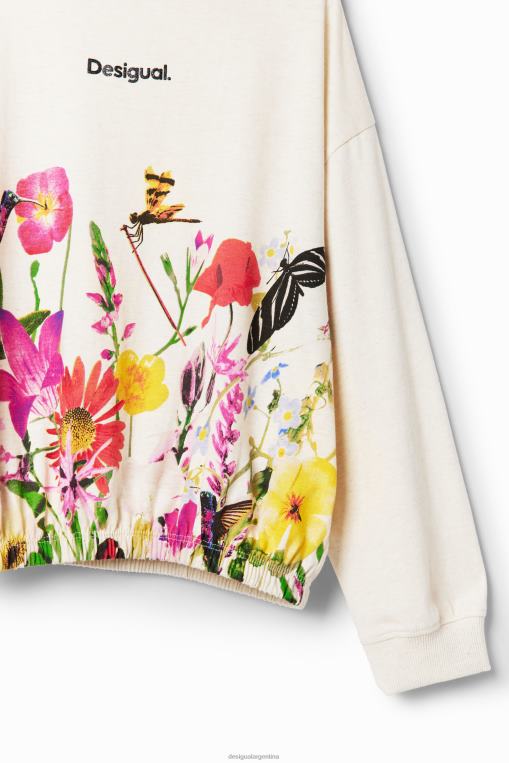 chica ropa 8H0V1723 camiseta con mangas abullonadas y estampado floral Desigual