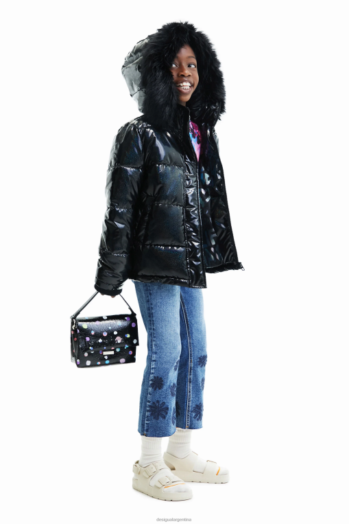 chica ropa 8H0V1766 chaqueta corta acolchada con capucha Desigual