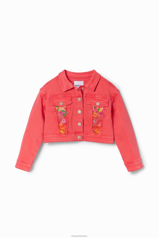 chica ropa 8H0V1775 chaqueta estilo camionero de mezclilla con parche Desigual