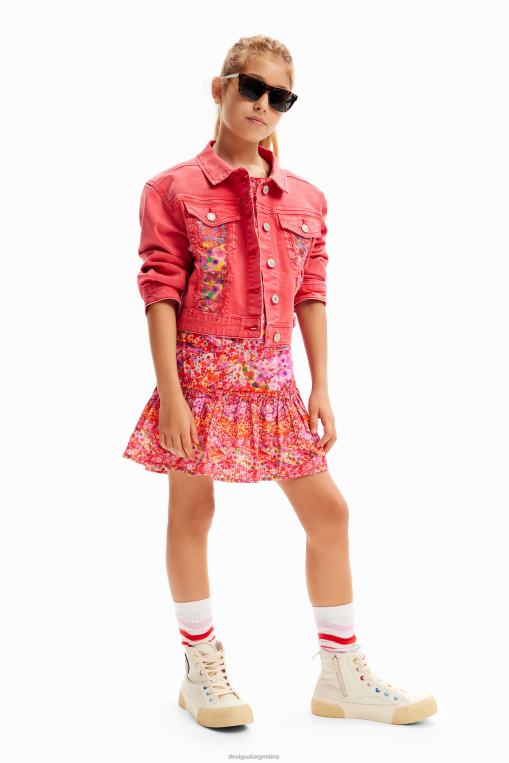 chica ropa 8H0V1775 chaqueta estilo camionero de mezclilla con parche Desigual