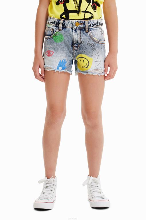 chica ropa 8H0V1752 pantalones cortos de mezclilla sonrientes Desigual
