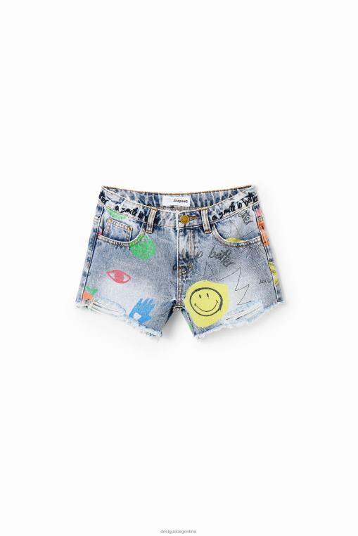 chica ropa 8H0V1752 pantalones cortos de mezclilla sonrientes Desigual
