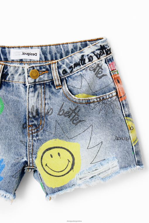 chica ropa 8H0V1752 pantalones cortos de mezclilla sonrientes Desigual