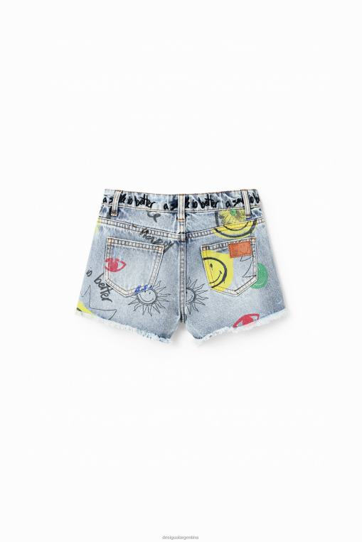 chica ropa 8H0V1752 pantalones cortos de mezclilla sonrientes Desigual