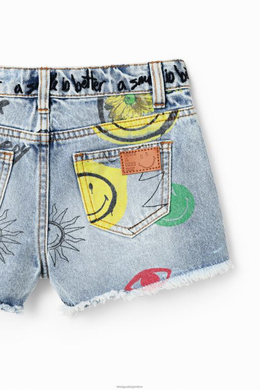 chica ropa 8H0V1752 pantalones cortos de mezclilla sonrientes Desigual