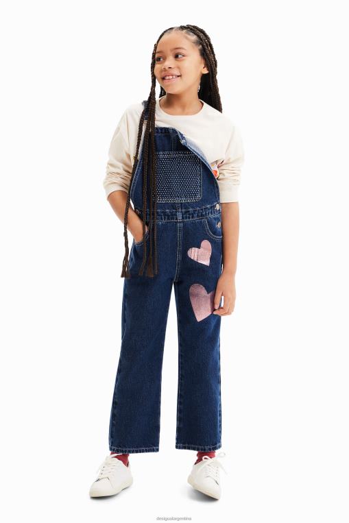 chica ropa 8H0V1776 peto de mezclilla con forma de corazón Desigual