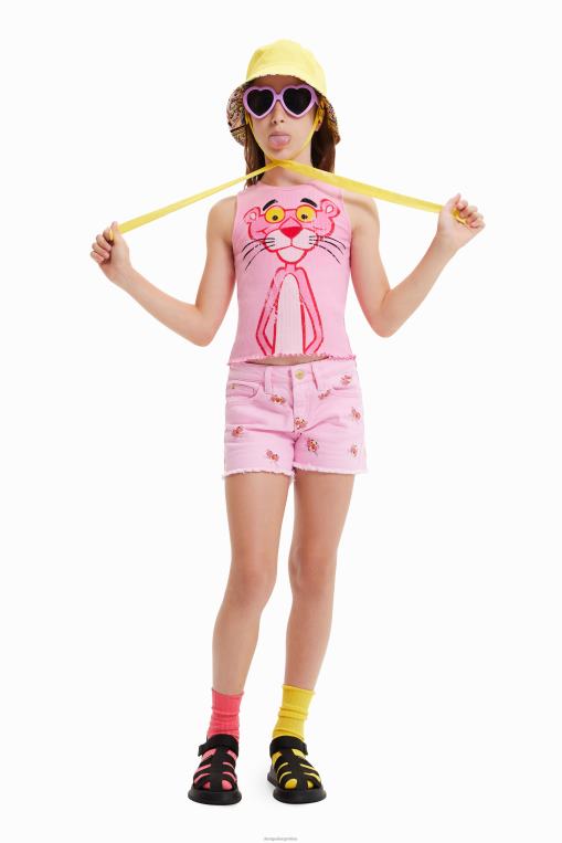 chica ropa 8H0V1884 pantalones cortos de mezclilla pantera rosa Desigual