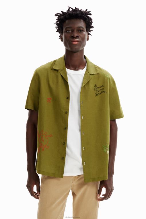 hombres ropa 8H0V1648 camisa resort bordada Desigual