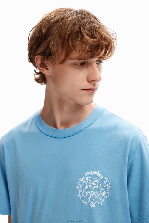 hombres ropa 8H0V1561 camiseta de manga corta paraíso Desigual
