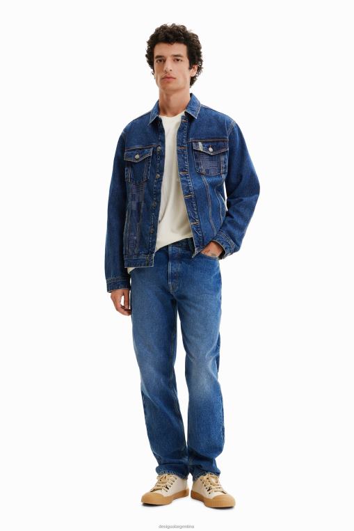 hombres ropa 8H0V1603 chaqueta estilo camionero de mezclilla con patchwork Desigual