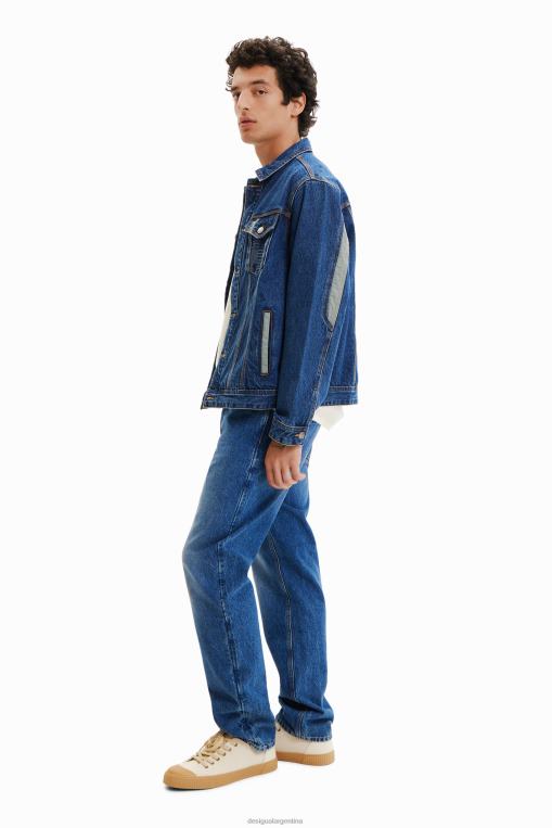 hombres ropa 8H0V1603 chaqueta estilo camionero de mezclilla con patchwork Desigual