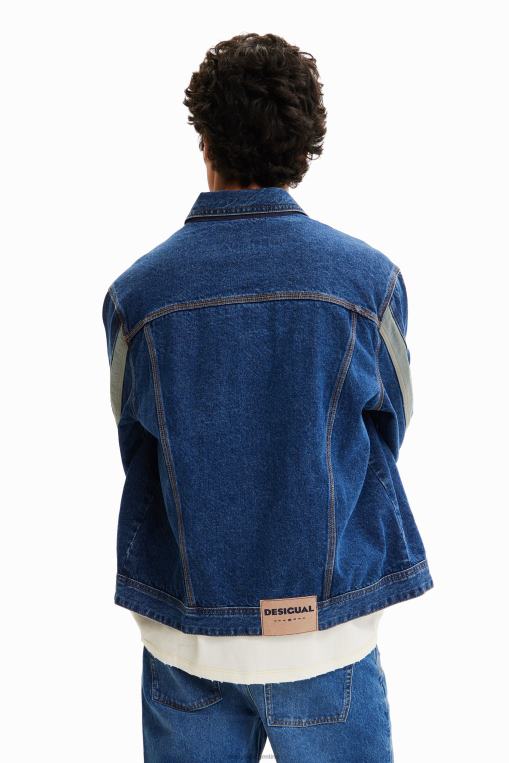 hombres ropa 8H0V1603 chaqueta estilo camionero de mezclilla con patchwork Desigual