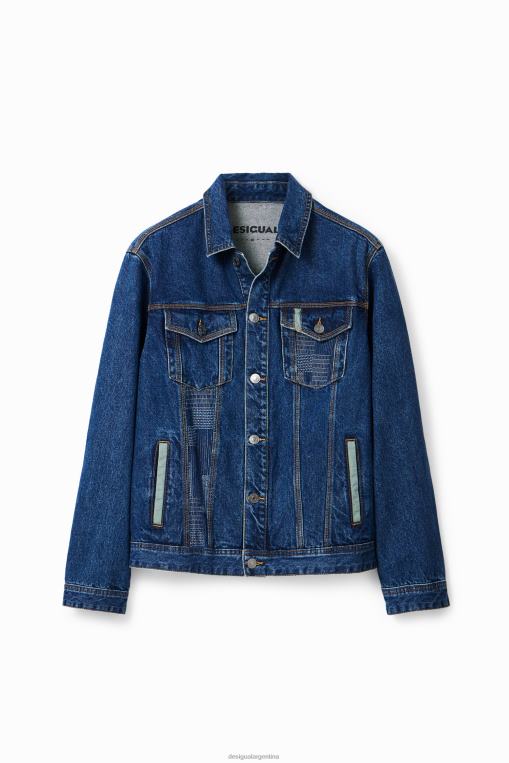 hombres ropa 8H0V1603 chaqueta estilo camionero de mezclilla con patchwork Desigual