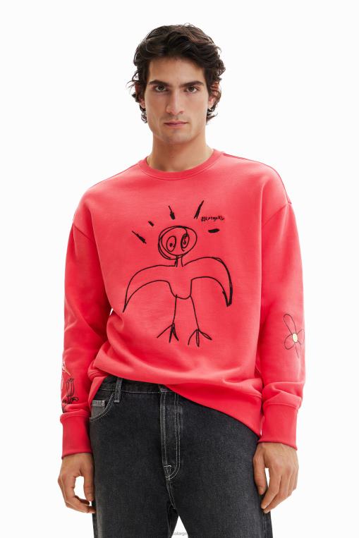 hombres ropa 8H0V1536 sudadera con bordado de pájaros Desigual