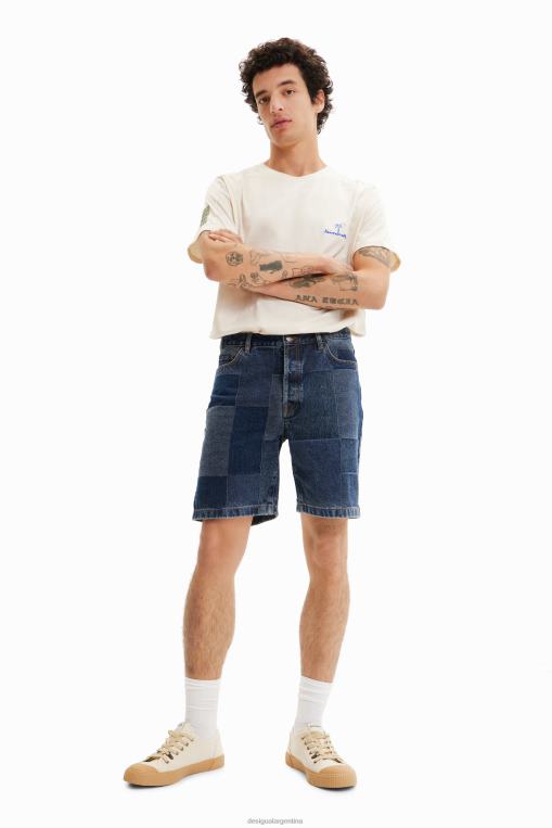 hombres ropa 8H0V1524 shorts de mezclilla con patchwork en jacquard Desigual