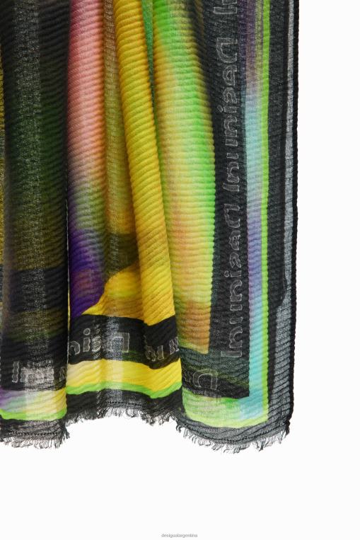 mujer accesorio 8H0V334 fular rectangular plisado con efecto tie-dye Desigual