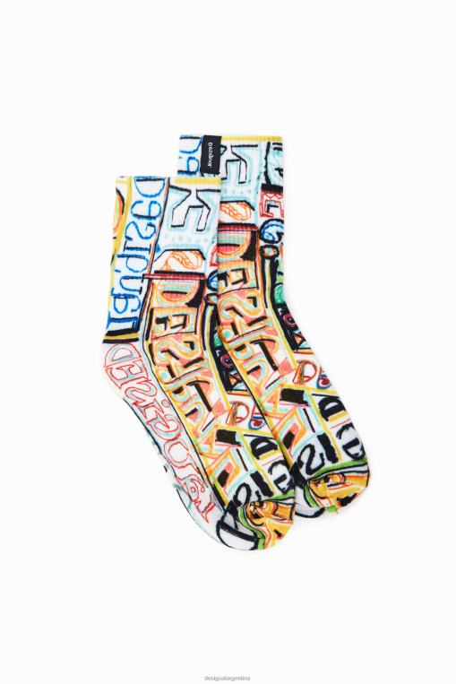 mujer accesorio 8H0V382 calcetines con logo artístico Desigual