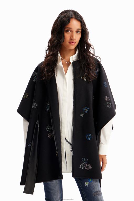 mujer accesorio 8H0V1417 poncho bordado con cinturón Desigual