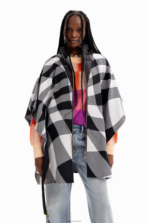 mujer accesorio 8H0V1440 poncho a cuadros con cinturón Desigual
