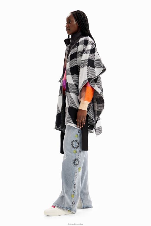mujer accesorio 8H0V1440 poncho a cuadros con cinturón Desigual