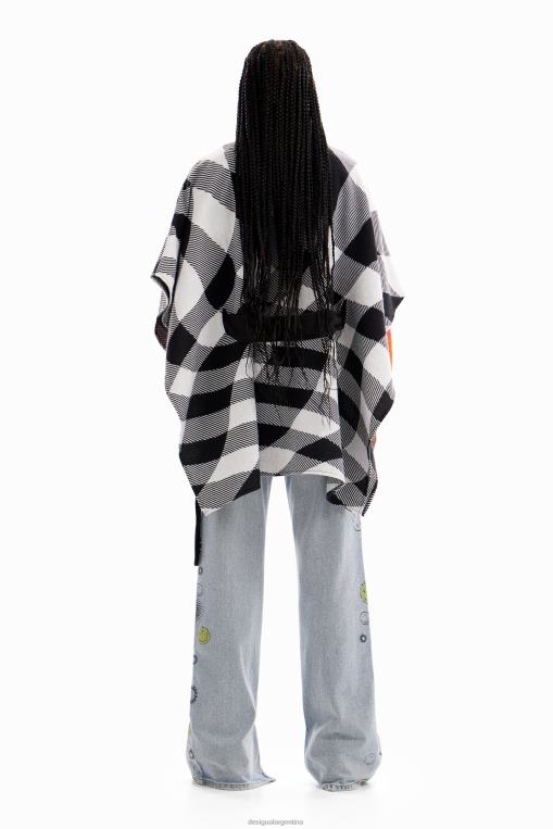 mujer accesorio 8H0V1440 poncho a cuadros con cinturón Desigual