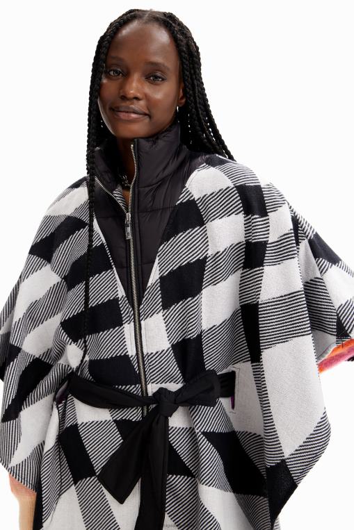 mujer accesorio 8H0V1440 poncho a cuadros con cinturón Desigual