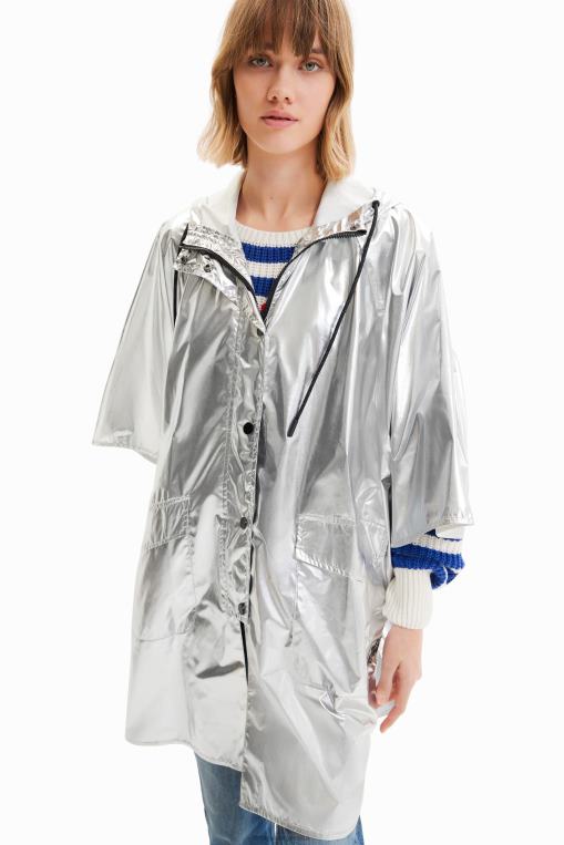 mujer accesorio 8H0V570 poncho de lluvia laminado metalizado Desigual