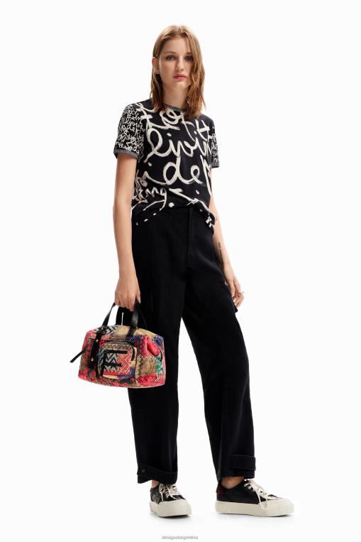 mujer accesorio 8H0V1267 bolso mediano de lona con patchwork Desigual