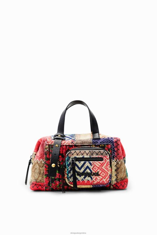 mujer accesorio 8H0V1267 bolso mediano de lona con patchwork Desigual