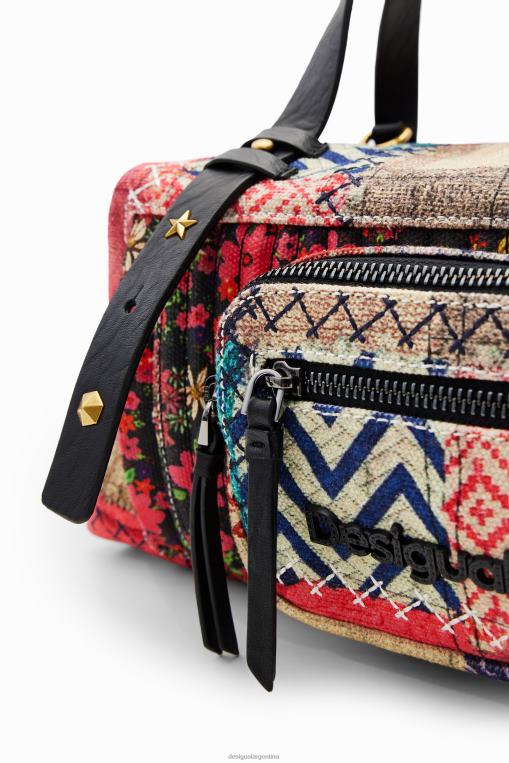 mujer accesorio 8H0V1267 bolso mediano de lona con patchwork Desigual