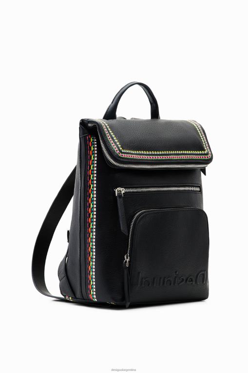 mujer accesorio 8H0V1183 mochila mediana con solapa bordada Desigual