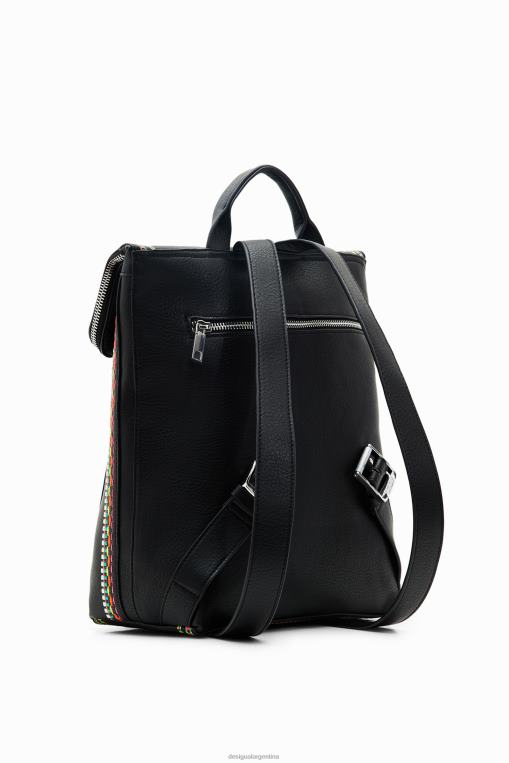 mujer accesorio 8H0V1183 mochila mediana con solapa bordada Desigual