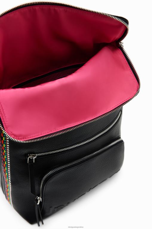 mujer accesorio 8H0V1183 mochila mediana con solapa bordada Desigual