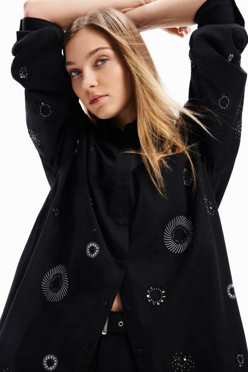 mujer ropa 8H0V161 camisa oversize bordada Desigual