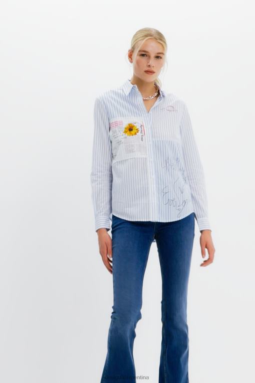 mujer ropa 8H0V163 camisa a rayas con patchwork Desigual