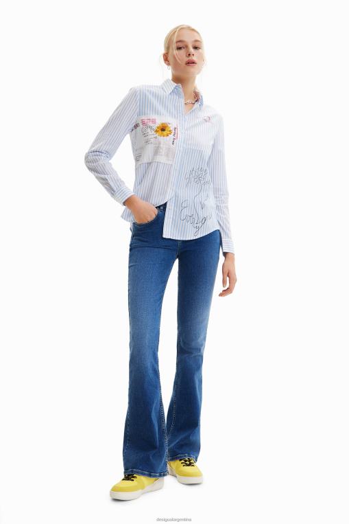 mujer ropa 8H0V163 camisa a rayas con patchwork Desigual