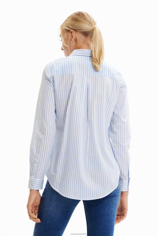 mujer ropa 8H0V163 camisa a rayas con patchwork Desigual