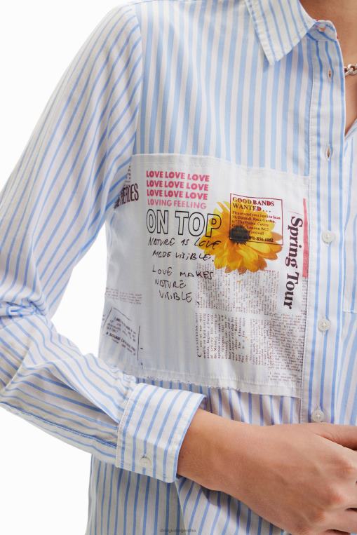 mujer ropa 8H0V163 camisa a rayas con patchwork Desigual