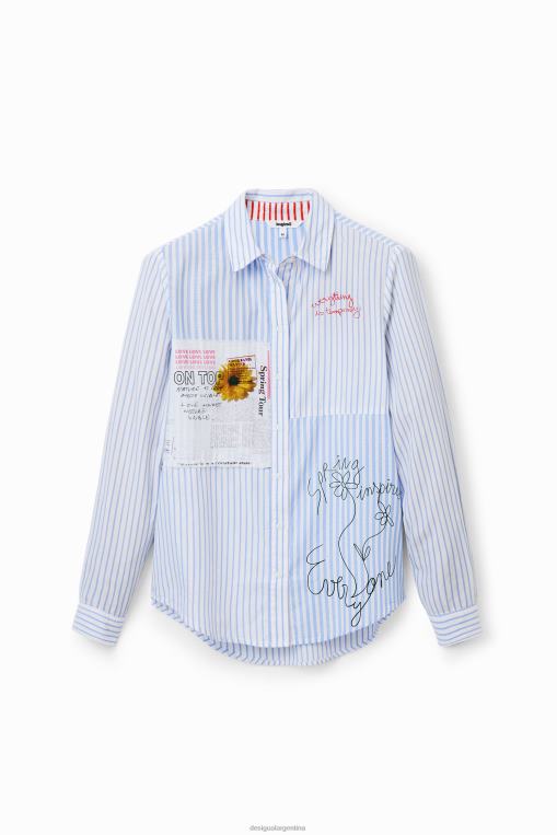 mujer ropa 8H0V163 camisa a rayas con patchwork Desigual
