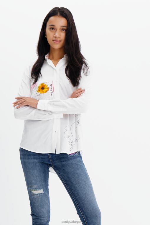 mujer ropa 8H0V164 camisa con mensaje de patchwork Desigual
