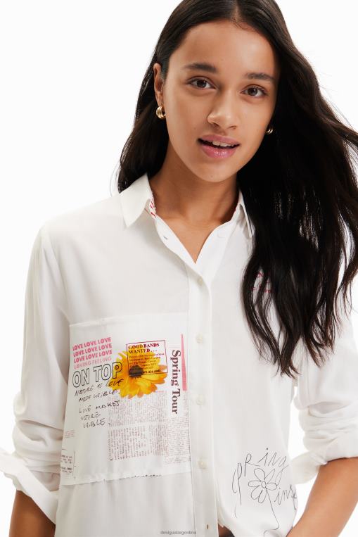 mujer ropa 8H0V164 camisa con mensaje de patchwork Desigual