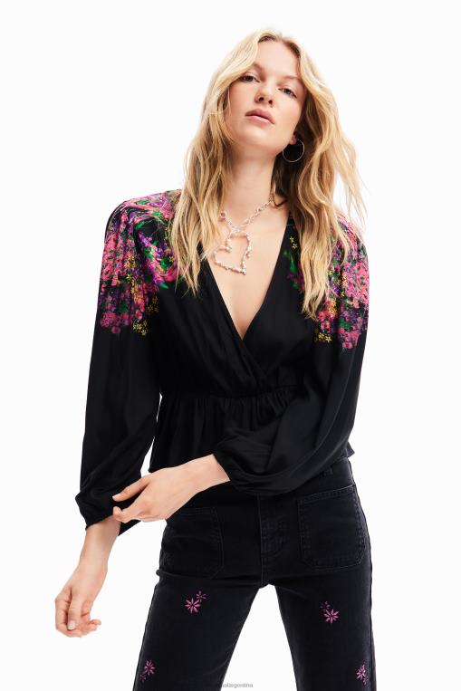 mujer ropa 8H0V212 blusa cruzada digital con estampado floral Desigual