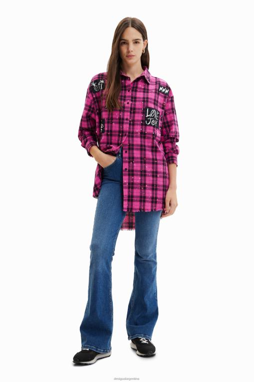 mujer ropa 8H0V449 camisa a cuadros de gran tamaño Desigual