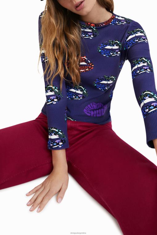mujer ropa 8H0V1054 camiseta de canalé con escote en la espalda Desigual