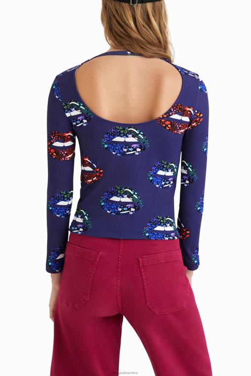 mujer ropa 8H0V1054 camiseta de canalé con escote en la espalda Desigual