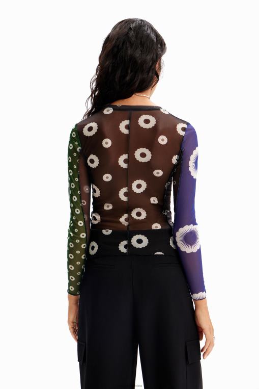 mujer ropa 8H0V279 camiseta de mezclilla con patchwork de tul Desigual