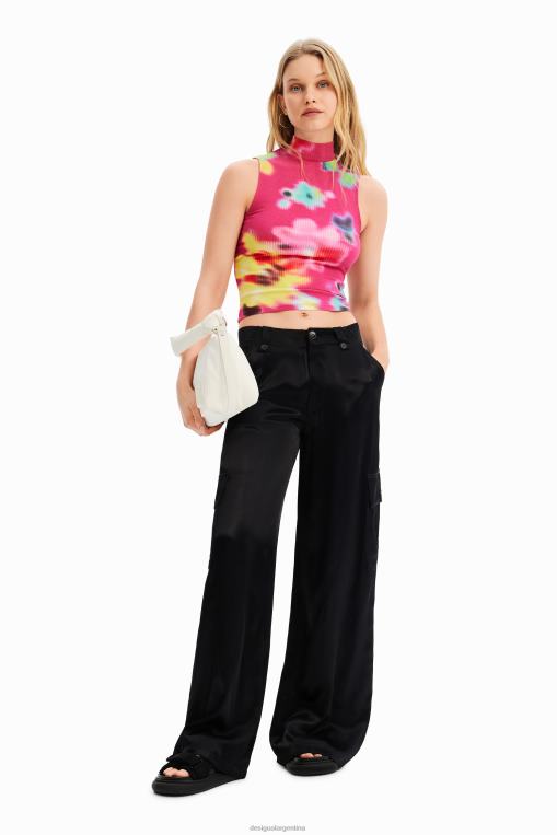 mujer ropa 8H0V434 camiseta sin mangas de canalé floral Desigual