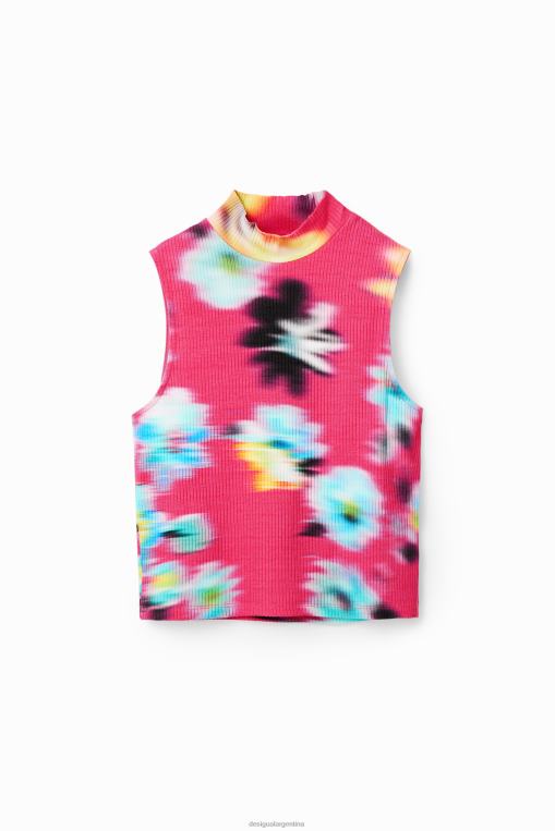mujer ropa 8H0V434 camiseta sin mangas de canalé floral Desigual